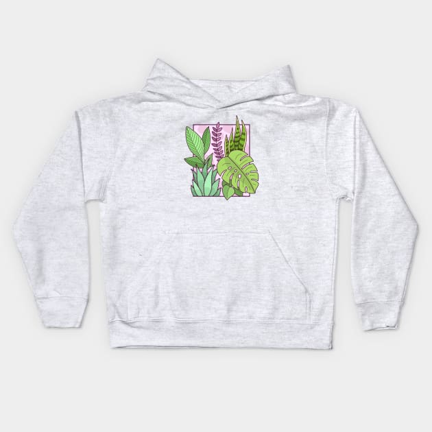 Framed Plants Kids Hoodie by sombrasblancas